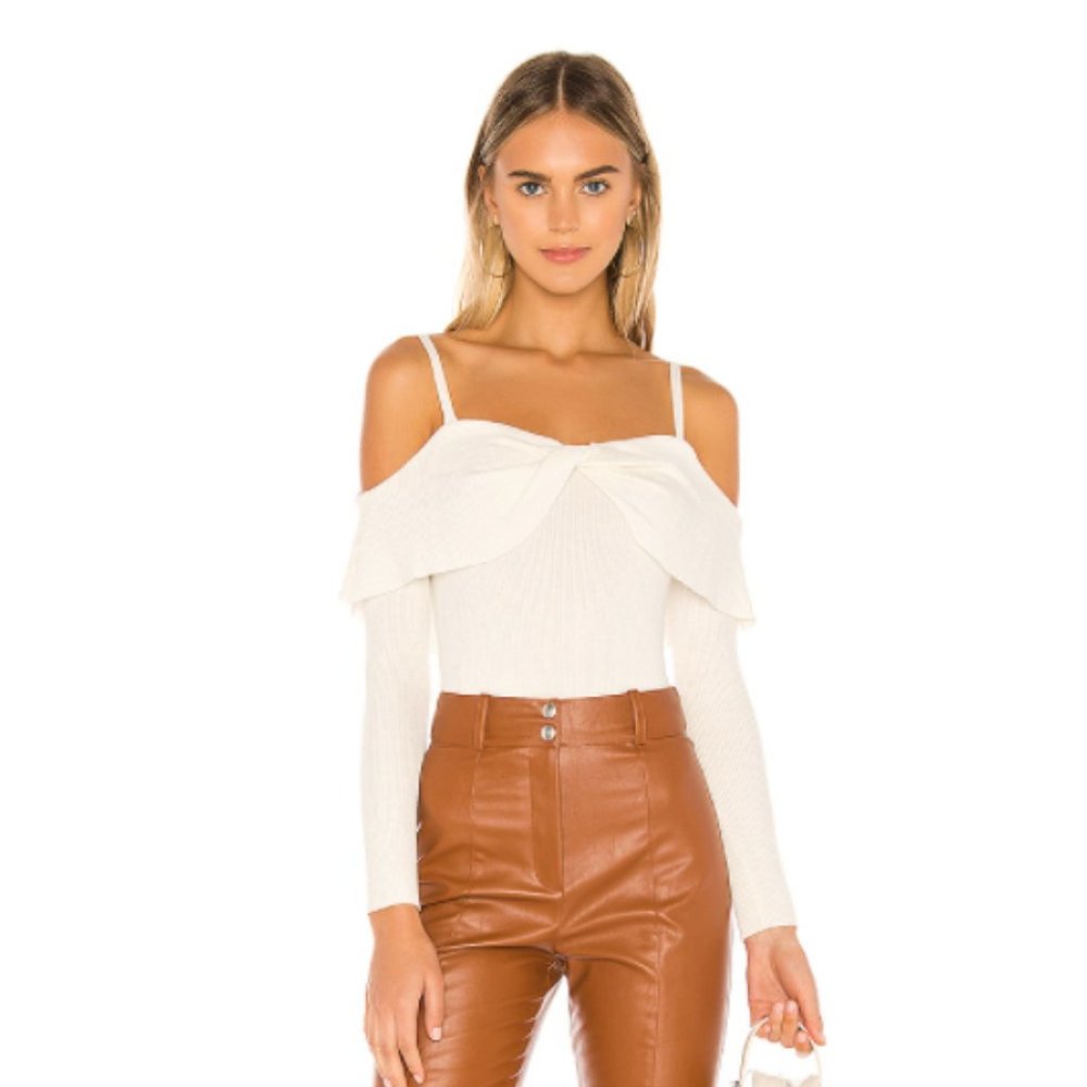 Lovers+Friends shoulder Bow Sweater  (BWT+ XS)